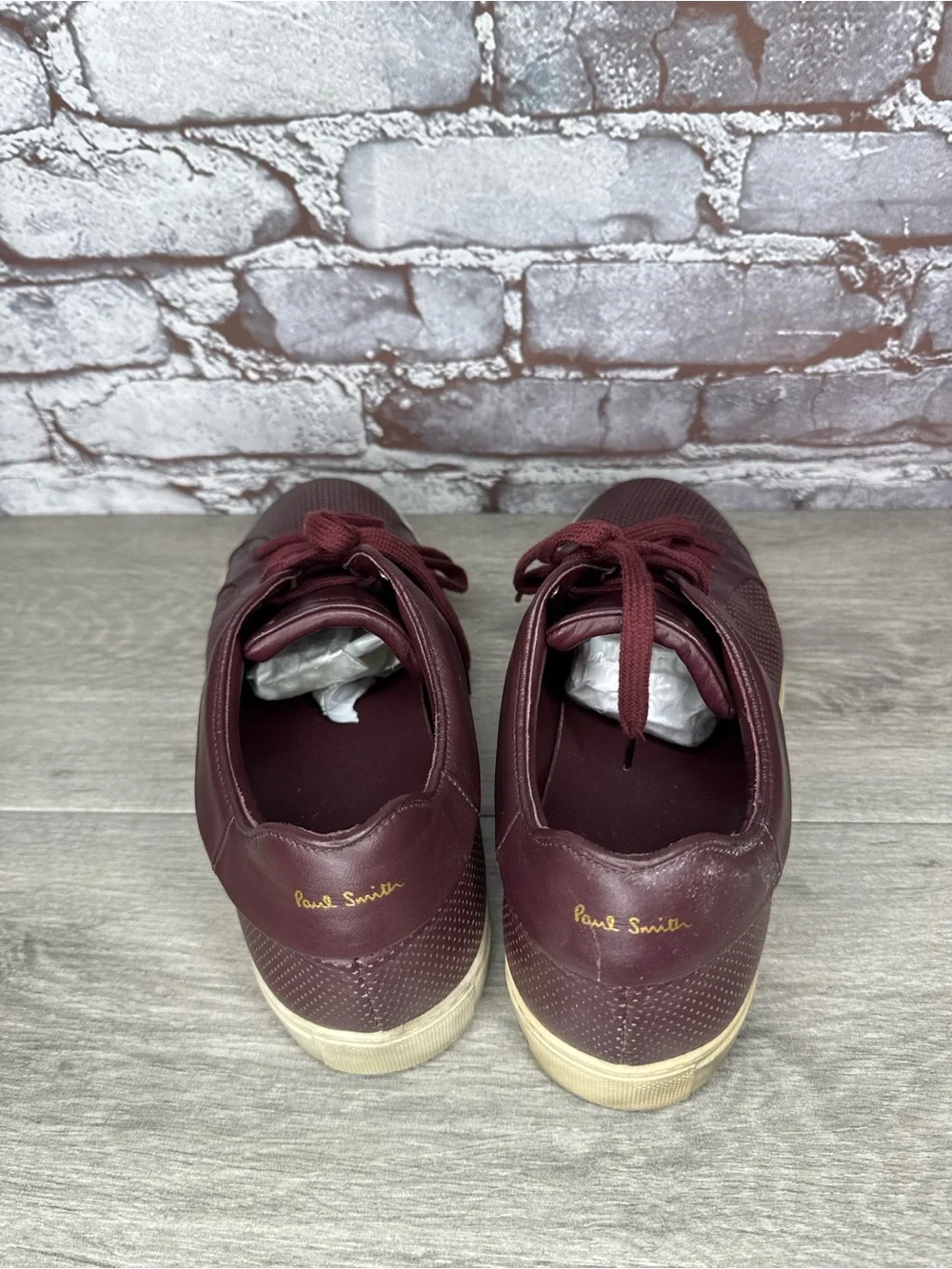 Paul Smith Basso Bordo Burgundy Embossed Leather Low Top Sneakers men sz 41EU/8M